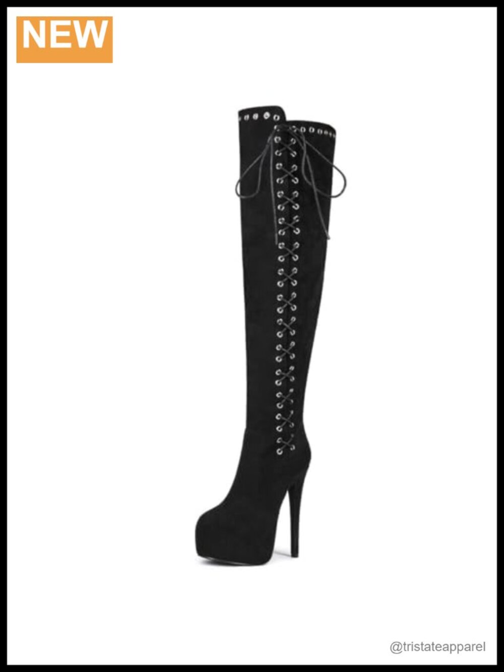 Suede Thigh High Platform Stiletto Heel Lace Up Boots